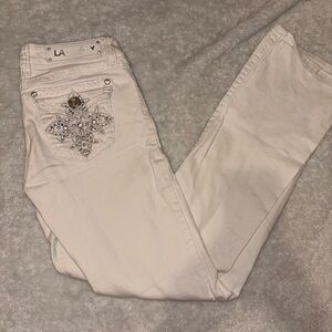 L.A. Idol Women's White Embellished Boot Cut Jeans